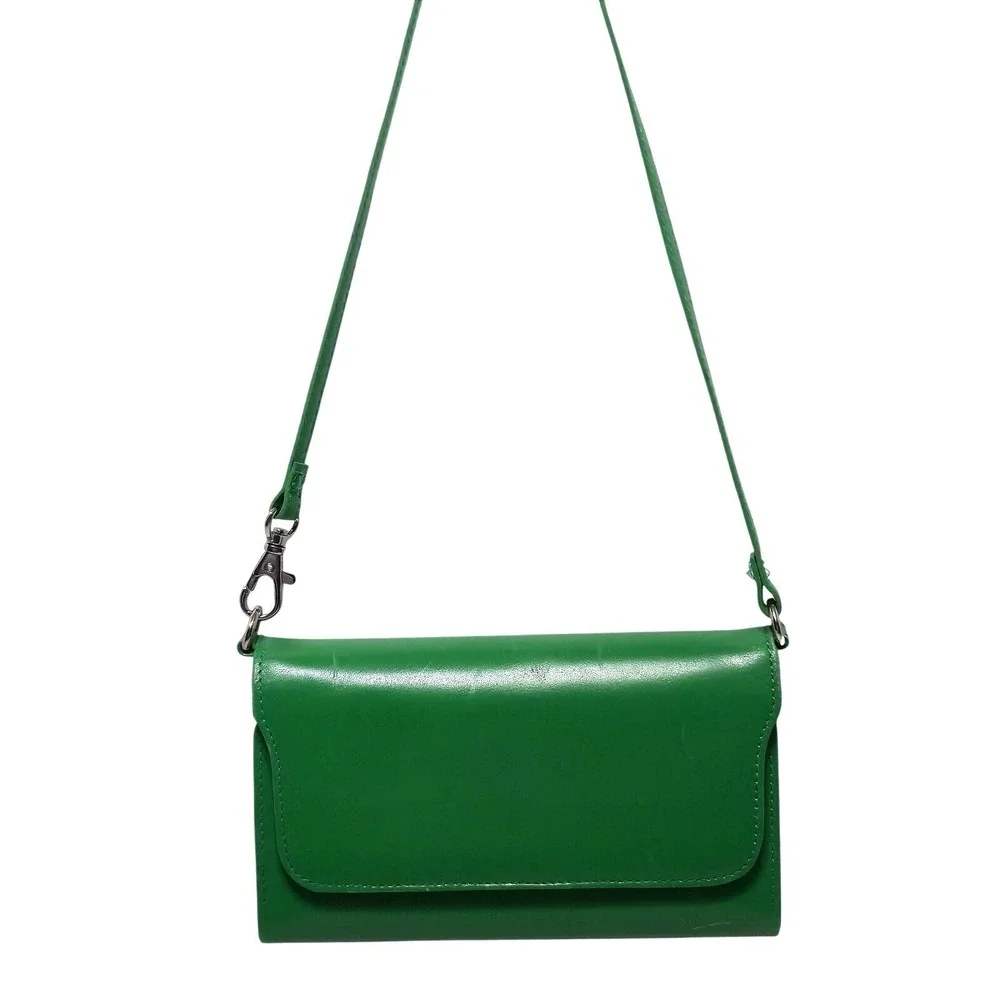 Hobo The Original Green Leather Convertible Crossbody Shoulder Bag Clutch